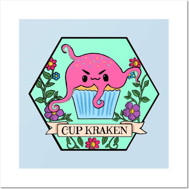 Cup Kraken : Cute Tea Party Kraken Pun Wall Art by Mighty Fine Arts